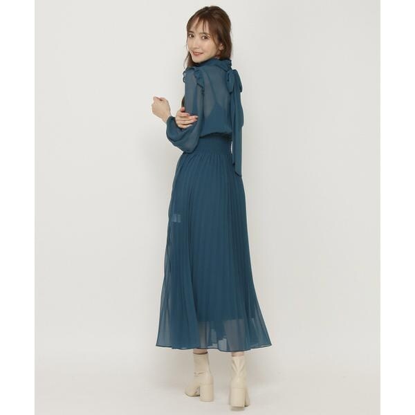 maison de R ジョーゼットプリーツワンピース　完売品 SHIPS any:〈ウォッシャブル〉ジョーゼット プリーツ ロング