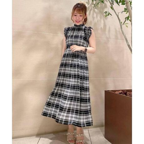 チェック柄プリーツ切り替えフリルワンピース | ウィルセレクション 