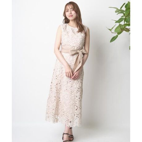 Maglie White》ケミカルレースフレアワンピース （トルコレース  