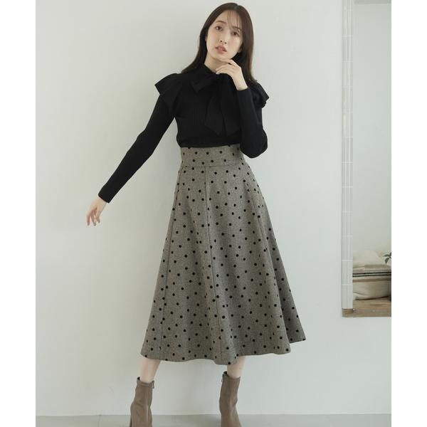 willselection ウィルセレクション フロッキードット スカート ドットフロッキースカート | ウィルセレクション(WILLSELLECTION