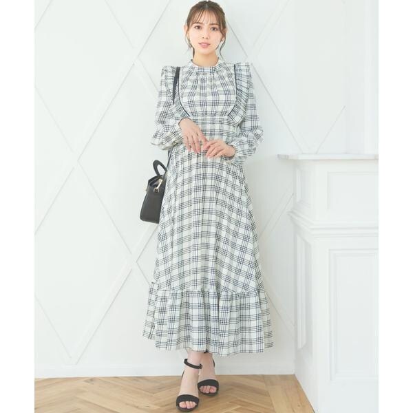 ウィルセレクション 千鳥チェックプリーツフリルワンピース ティアード 