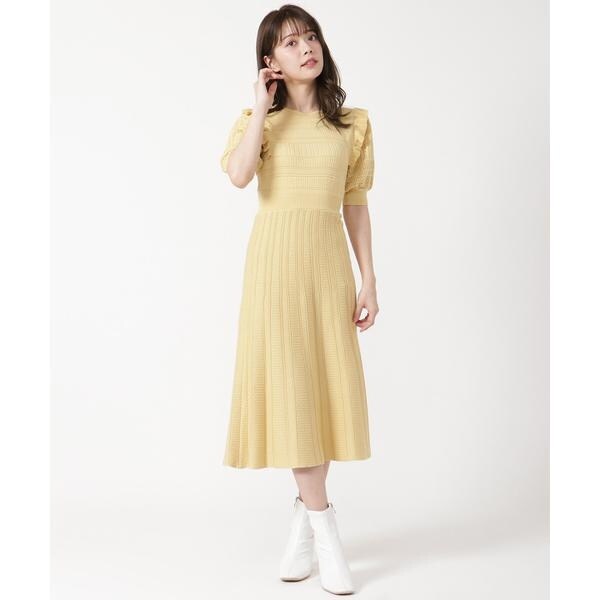 セルフォード ドットジャガーニットワンピース マキシ丈 シルバー