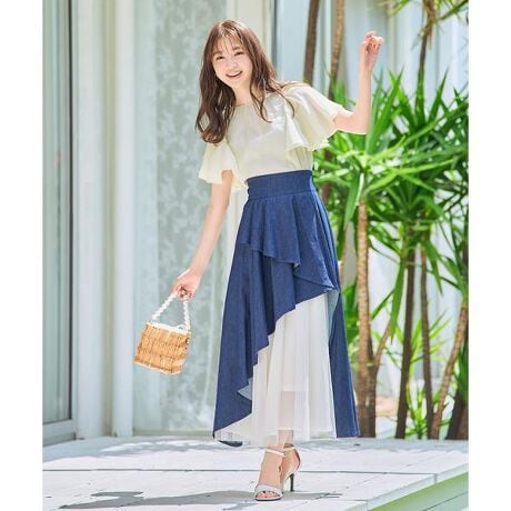 チュールレイヤードデニムスカート | ウィルセレクション  
