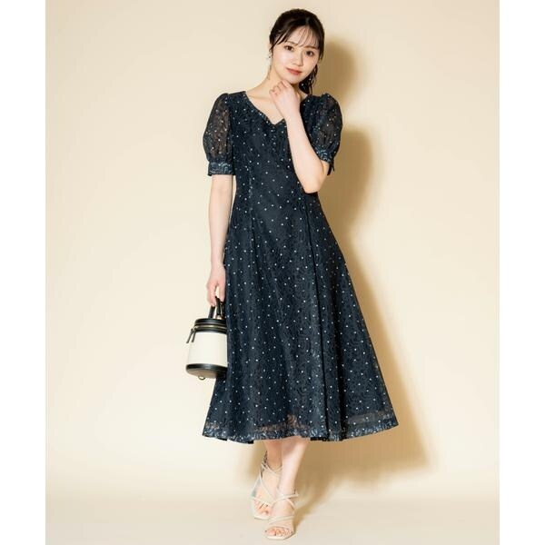 WILLSELECTION ラッセルレース×ドットプリントワンピース ラッセルレース×ドットプリントワンピース | ウィルセレクション