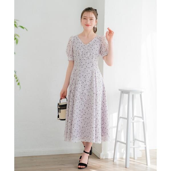 WILLSELECTION ラッセルレース×ドットプリントワンピース ラッセルレース×ドットプリントワンピース | ウィルセレクション