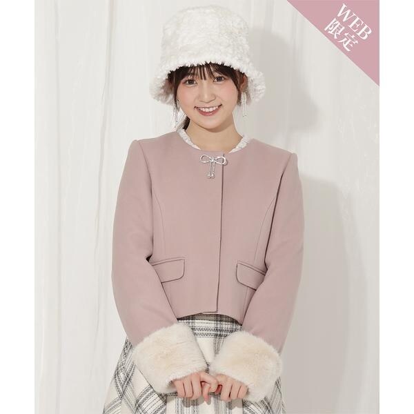 タグ付き　WILLSELECTION ビジューリボンノーカラーコート ビジューリボンノーカラーコート | ウィルセレクション
