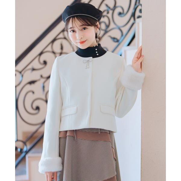 ビジューリボンノーカラーコート | ウィルセレクション