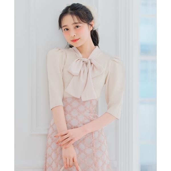 WILLSELECTION❤︎大人可愛い袖リボン薄手リブニット WILLSELECTION｜リボンショルダーリブニット | Rakuten Fashion