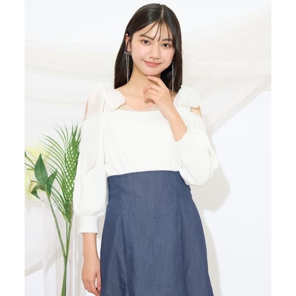 即日発送】ウィルセレクション 異素材リボンタックスリーブプル