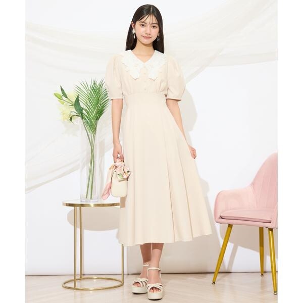 大人気完売♡美品♡ WILLSELECTION タックウエストレース襟ワンピース タックウエストレース襟ワンピース | ウィルセレクション