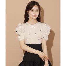 ハート刺繍タックスリーブTシャツ