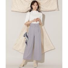 ベルト付きタックワイドパンツ