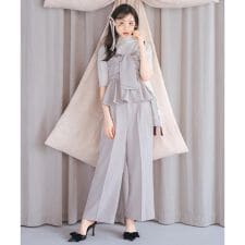 ベルト付きタックワイドパンツ