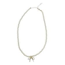 リボンチャームパールネックレス