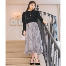 ラメ刺繍チュールフレアスカート