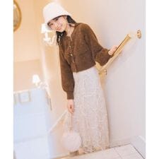 ラメ刺繍チュールフレアスカート