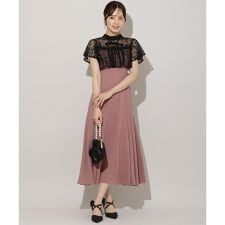 タックリボンレースブラウス×バックレースアップワンピース