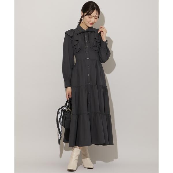 リボンプリントバブルスリーブフレアワンピース WILLSELECTION｜リボン