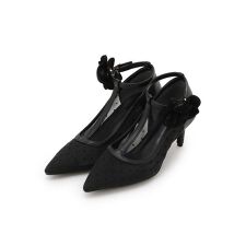 フラワーモチーフドットチュールパンプス