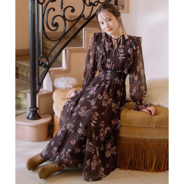 Swingle バイカラー衿パイピングフレンチスリーブシャツワンピース スウィングル SWINGLE バイカラー衿パイピングフレンチスリーブ