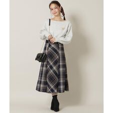 ウィルセレクション(WILLSELLECTION)のベルト付きツイードミディ丈スカート