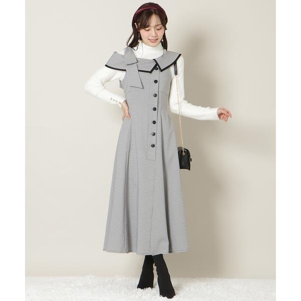 リボンプリントバブルスリーブフレアワンピース | ウィルセレクション