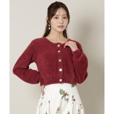 ラウンドネックラメフェザーカーディガン