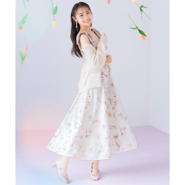 リボンショルダーチューリップフレアワンピース | ウィルセレクション