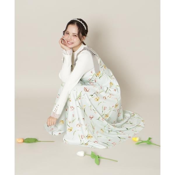 リボンショルダーチューリップフレアワンピース | ウィルセレクション