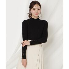 袖リボンラメリブニット