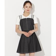 フロントZIPデニムビスチェ