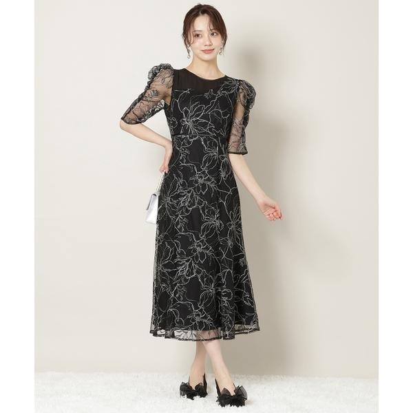 刺繍レースアシンメトリーマーメイドワンピース