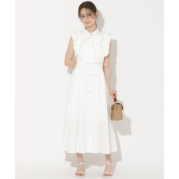 Plan C シャツワンピース ロングワンピース ストライプ フリル