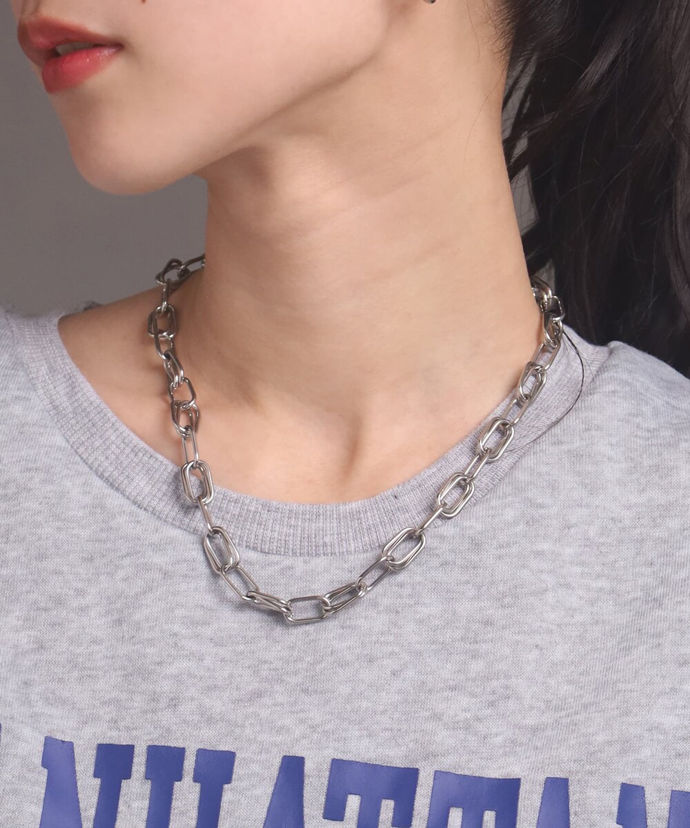 LHME ポイントハートチャンキーチェーンネックレス/シルバー