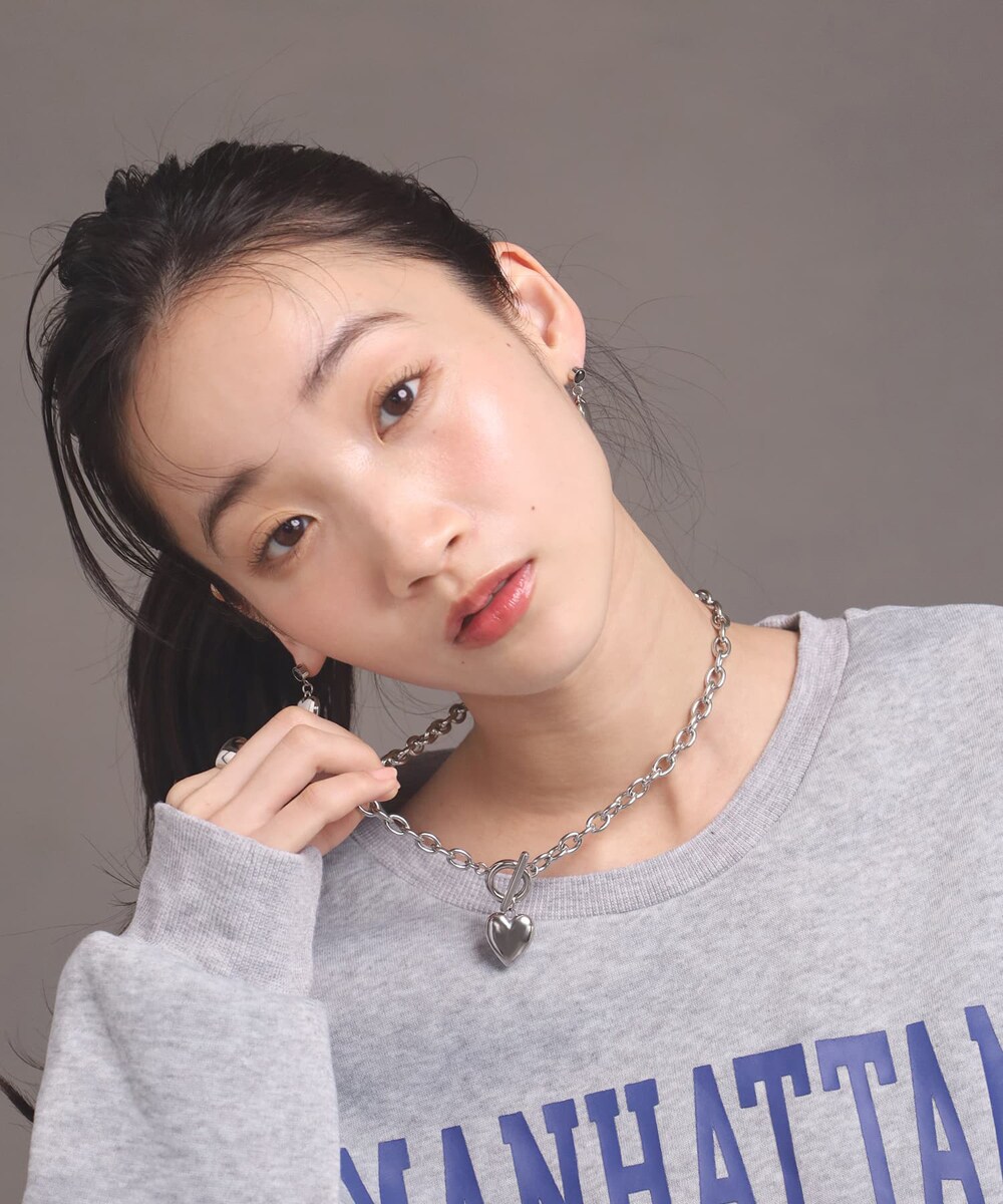 LHME ポイントハートチャンキーチェーンネックレス/シルバー