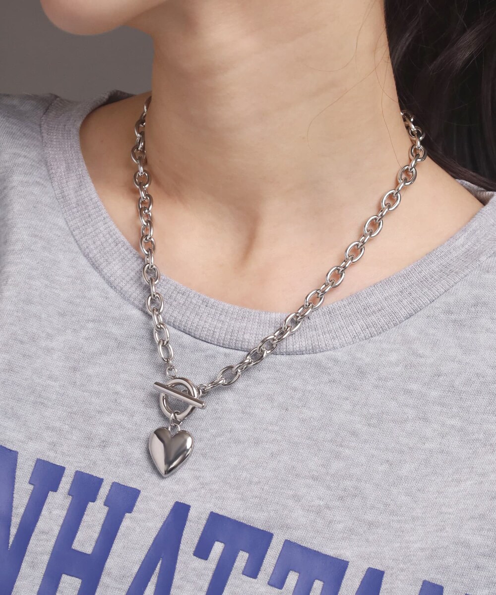 LHME ポイントハートチャンキーチェーンネックレス/シルバー
