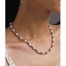 LHME パールミックスボールチェーンネックレス/ミディアム/ステンレススティール