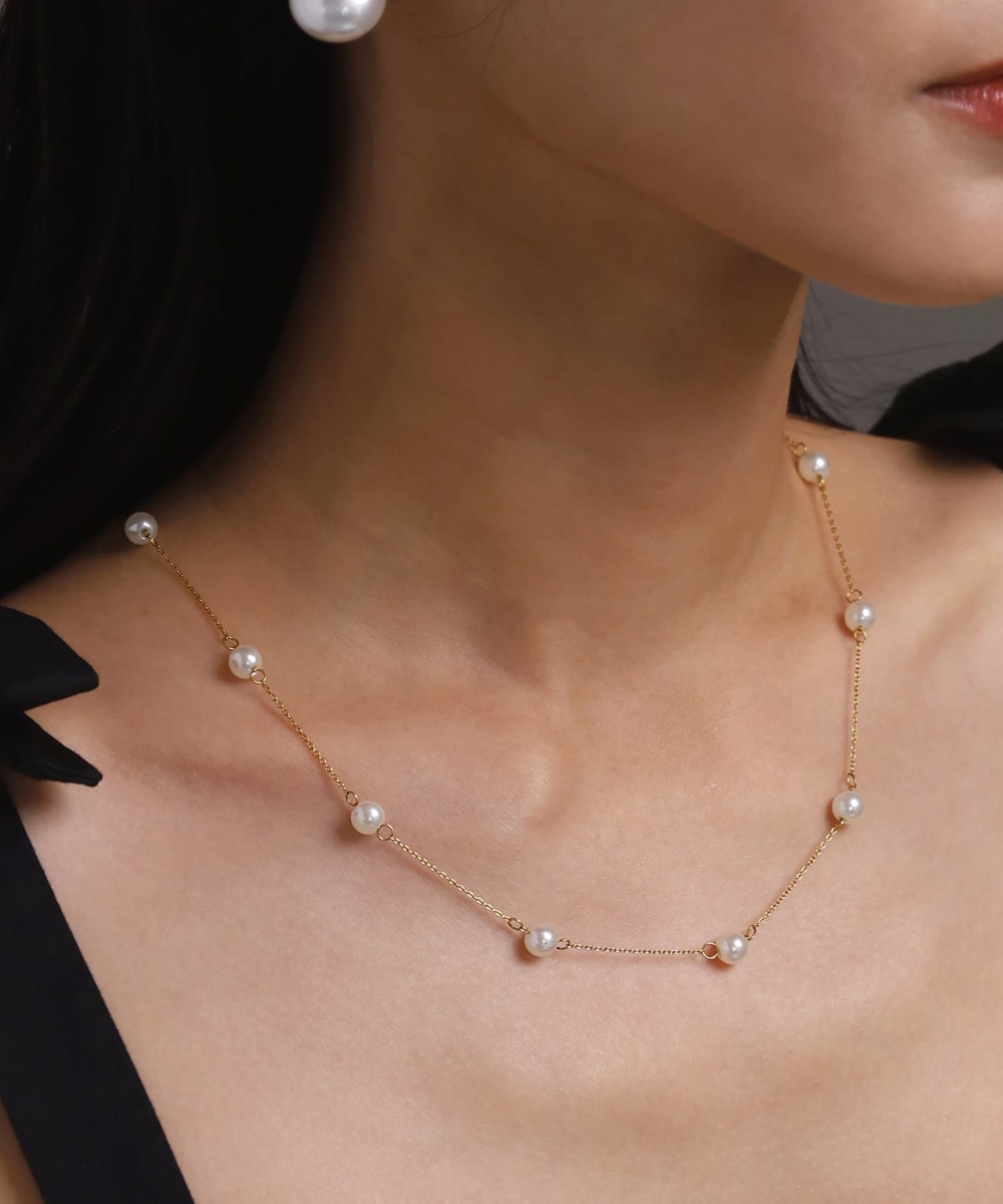 真珠とゴールドチェーンのネックレス シルバー バロックパール 2Wayチェーンミックス ネックレス GP