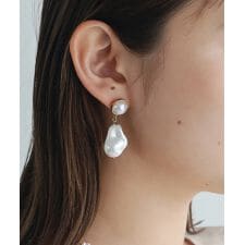 LHME ボリュームパールドロップピアス/ゴールド/サージカルステンレス 金属アレルギー対応