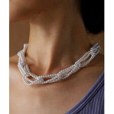 LHME スムースパールチェーンネックレス/シルバー/ステンレス