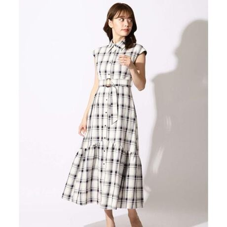 切替ギャザーチェックシャツワンピース | スウィングル(Swingle  