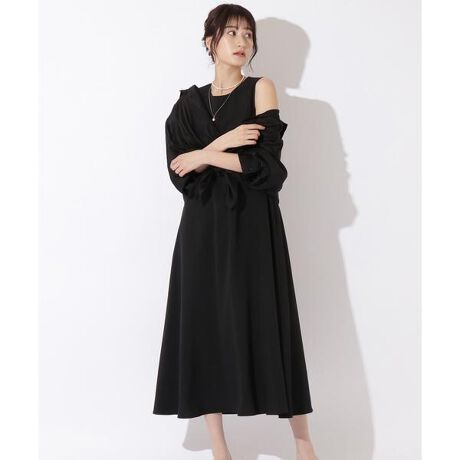 スウィングル シアーシャツ×ノースリAラインワンピースSET  