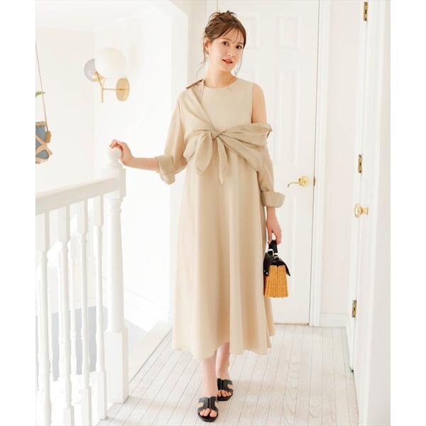 スウィングル シアーシャツ×ノースリAラインワンピースSET フリーサイズ 