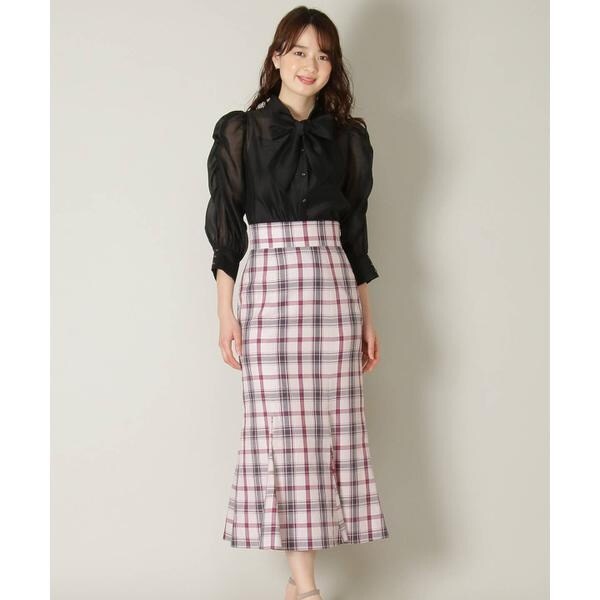 【超美品】SWINGLE フロントジップポケットデザインチェックスカート S スウィングル SWINGLE フロントジップポケットデザインチェック