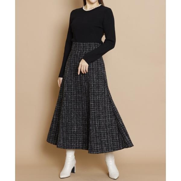Swingle ラメツイードフレアスカート ブラック スウィングル ラメツイードフレアスカート | スウィングル(SWINGLE) | マルイウェブ