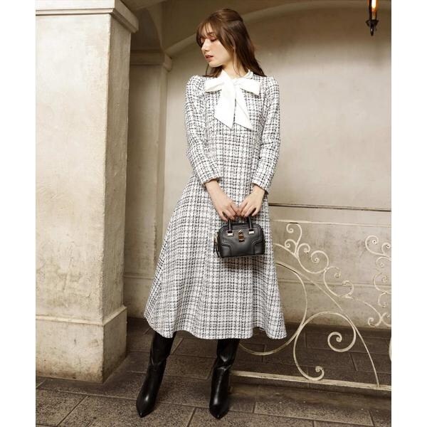 2WAYボウタイツイードドレスワンピース | スウィングル(SWINGLE