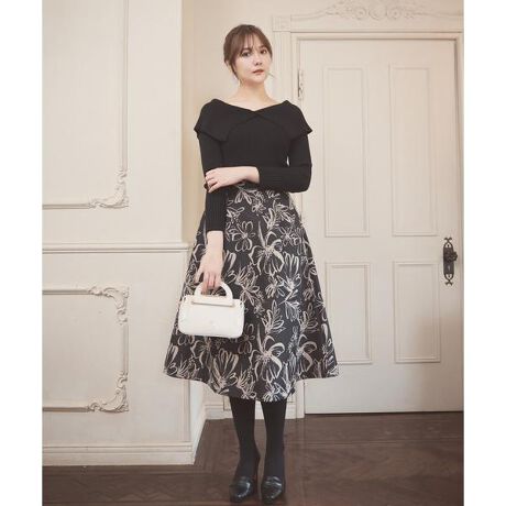 ツートンジャガードフラワースカート | スウィングル(SWINGLE  