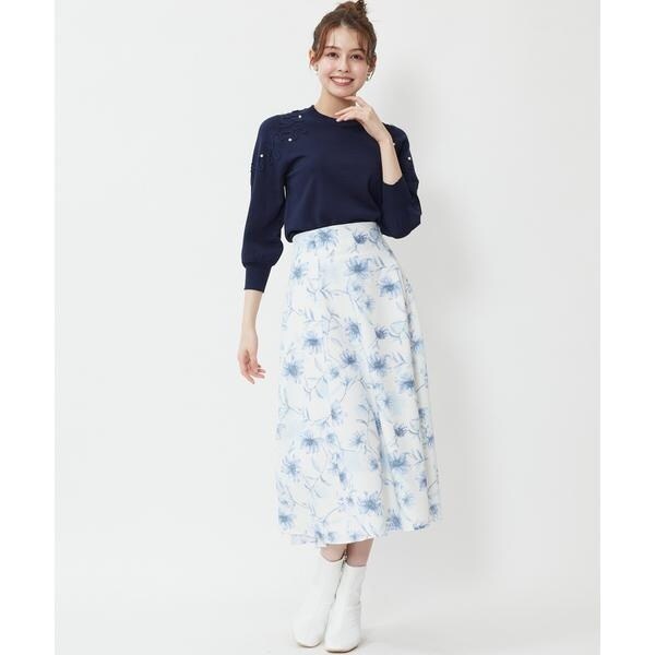 美品✴︎ Swingleスウィングル　オリジナル水彩ぼかしフラワーフレアスカート セール】オリジナル水彩ぼかしフラワーフレアスカート（スカート