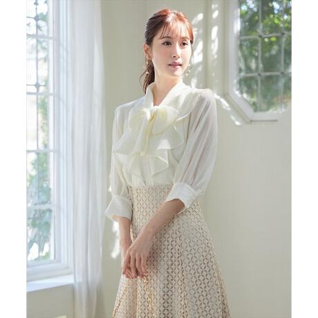 シアーボウタイビッグフリルブラウス 