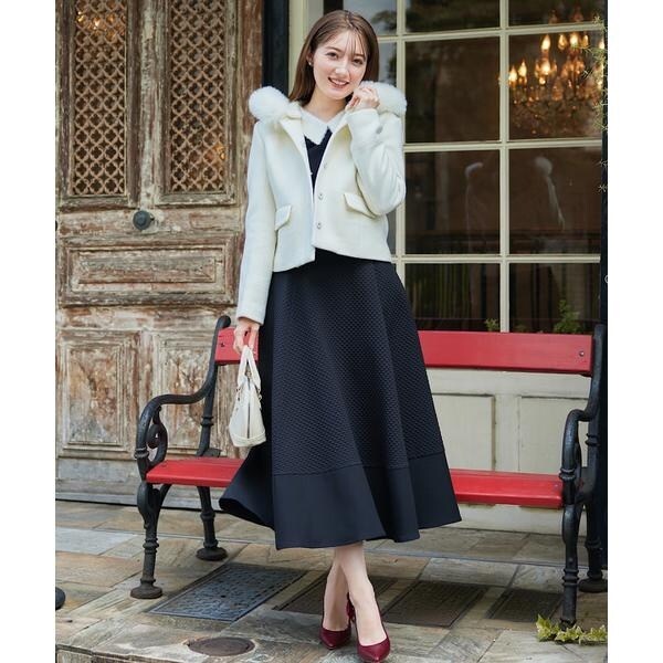 FOXファー付フードショートウールコート | スウィングル(SWINGLE